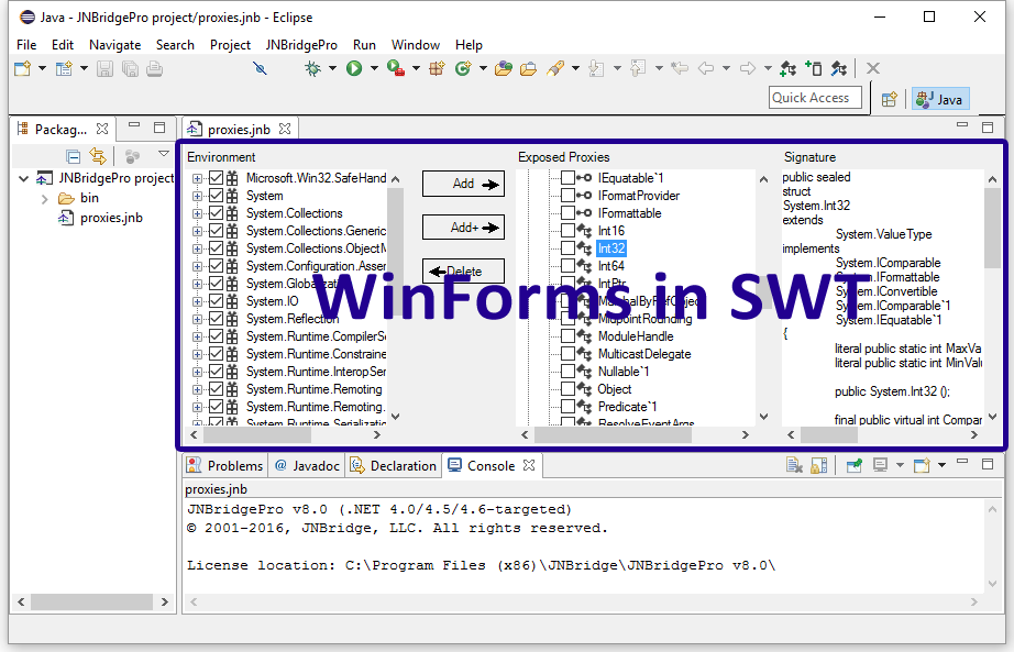 JNBridgePro Embedding